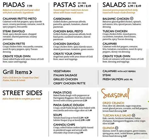 piada restaurant near me menu.